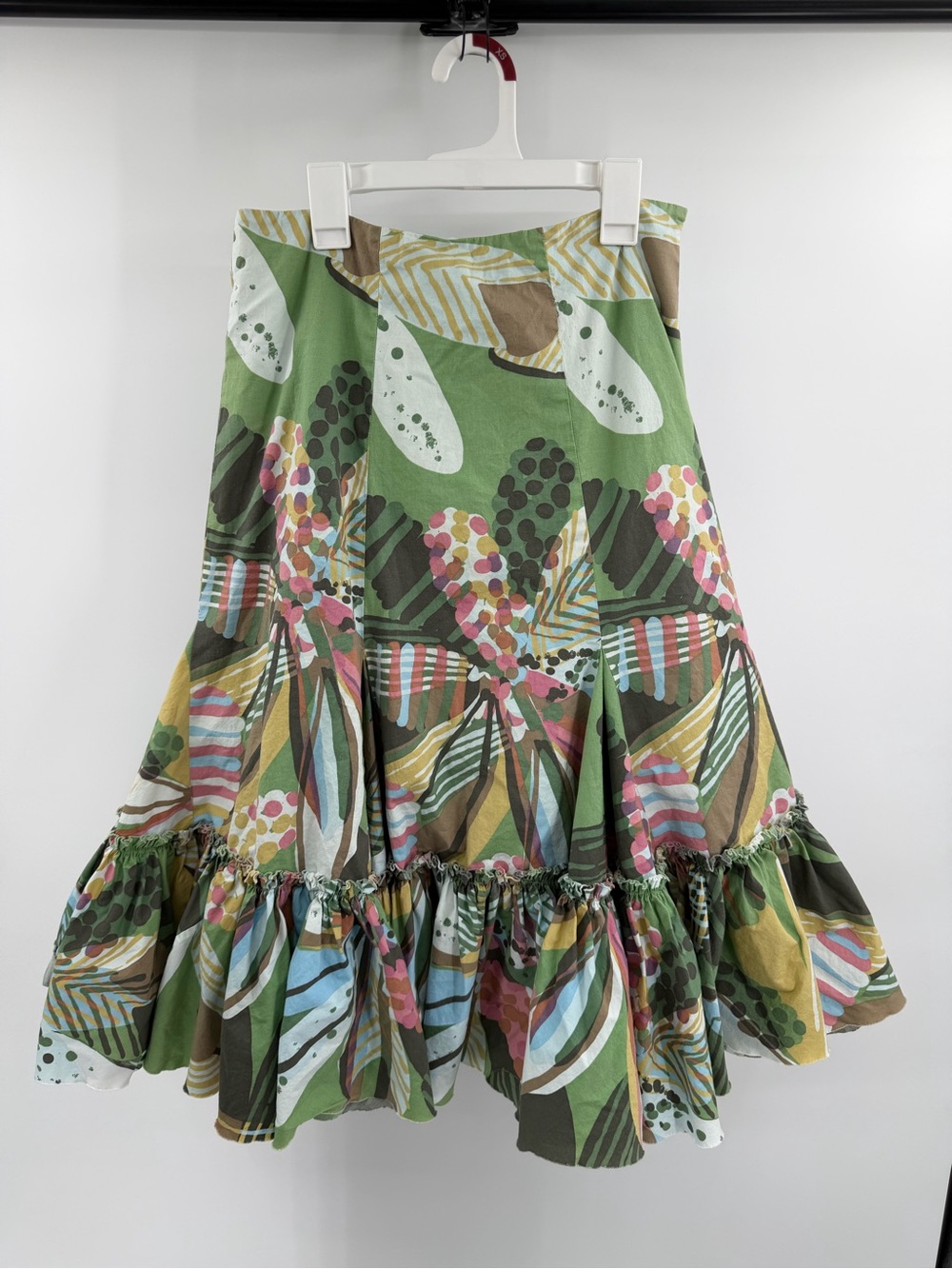 Anthropologie Fei Harlequin Carnival Mod Floral Ruffle Hem Flounce‎ Skirt Size 4